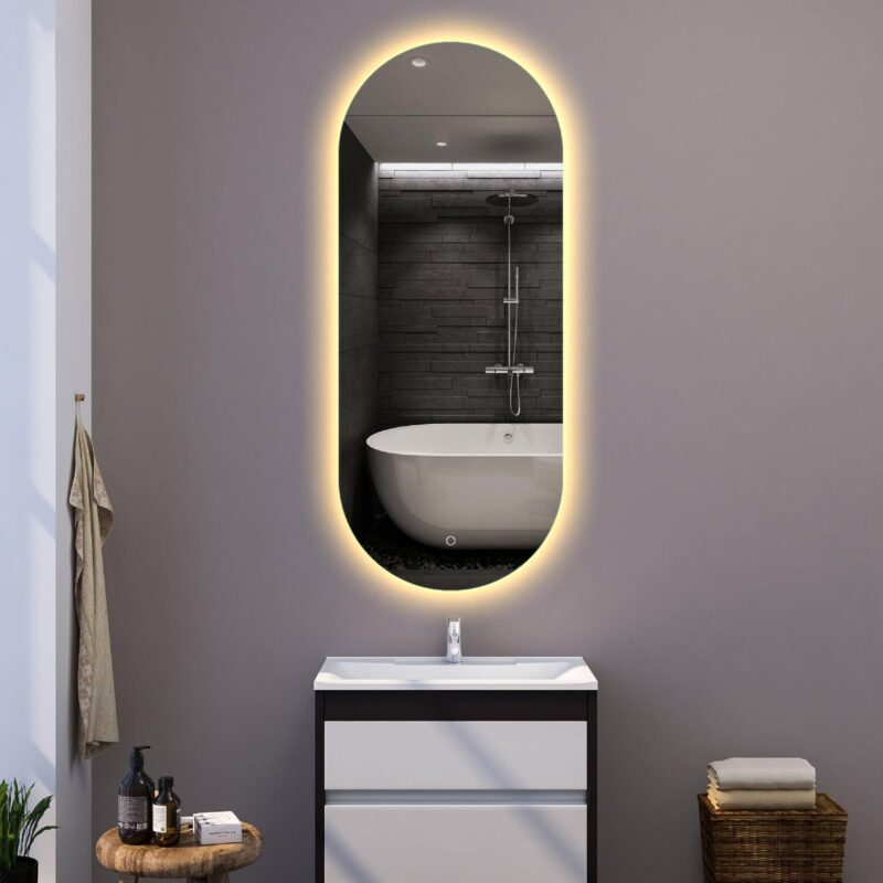 LIO 400x1100mm Ovalus veidrodis / LED apšvietimas iš galo / Foninis apšvietimas