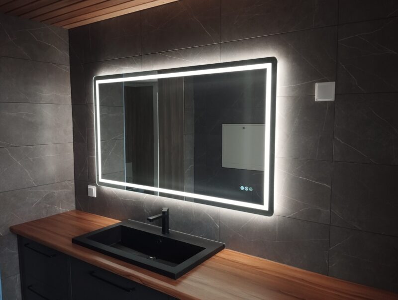 HUGO 1600×800 mm ristkülikukujuline LED-peegel esivalgustuse ja tagumise valgustusega (2 LED-riba) - Image 11