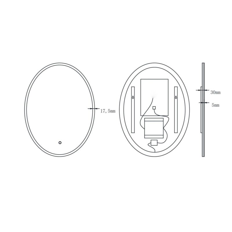 KEIRA 500×700 mm ovaalne LED-peegel esivalgustusega — изображение 6