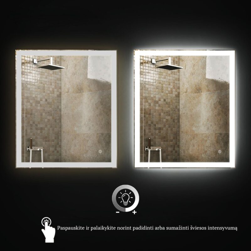 DIVA 500x700mm Stačiakampis veidrodis / LED atitrauktas apšvietimas iš priekio ir iš gal - Image 5
