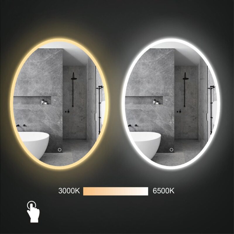 KEIRA 500x700mm Ovalus veidrodis / LED apšvietimas iš priekio ir galo - Image 5