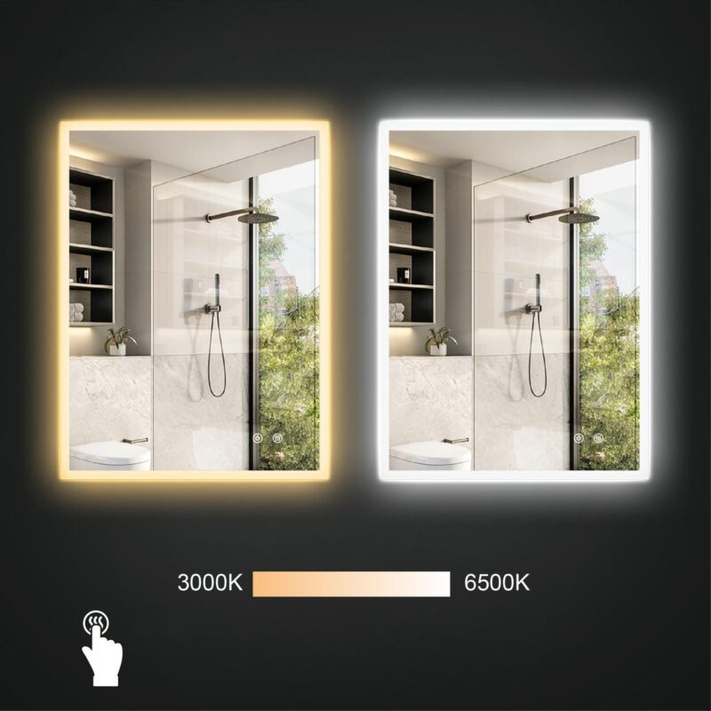 JUDI2 1000x800mm Stačiakampis veidrodis / LED apšvietimas iš priekio ir galo - Image 5