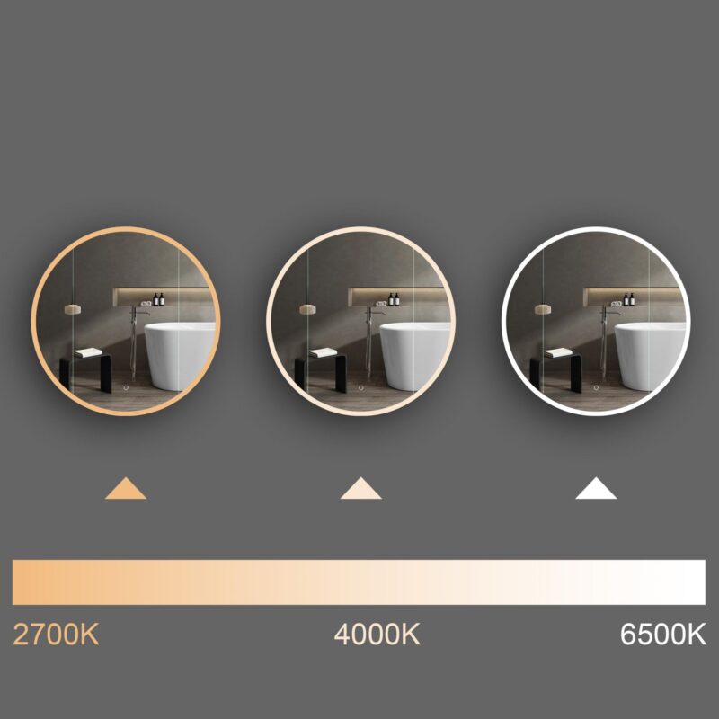 ARI 800 mm Ümmargune LED-peegel koos kapiga – esipoolne valgustus - Image 3