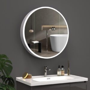 ARI 800 mm Ümmargune LED-peegel koos kapiga – esipoolne valgustus