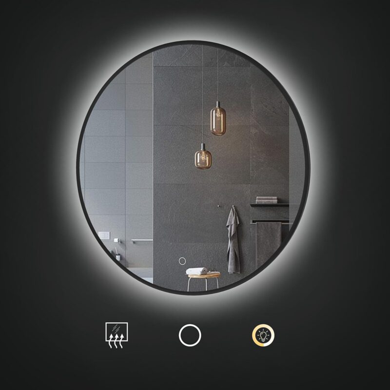 CLIO 1000mm Apvalus veidrodis / LED apšvietimas iš galo / Aliuminio rėmas padengtas milteliniu būdu - Image 3