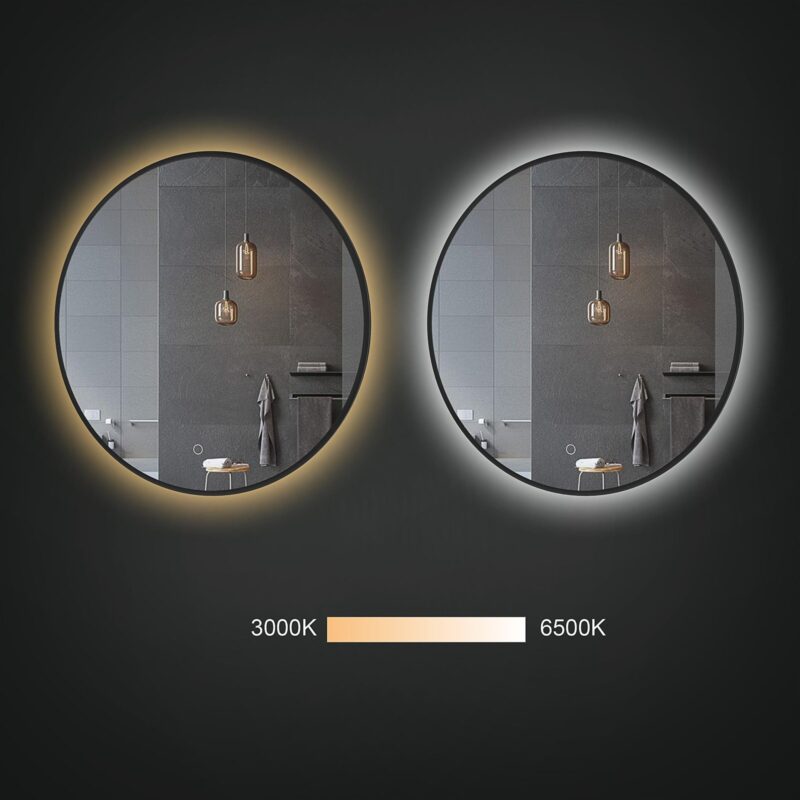 CLIO 1000mm Apvalus veidrodis / LED apšvietimas iš galo / Aliuminio rėmas padengtas milteliniu būdu - Image 2