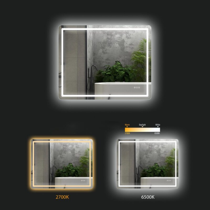 HUGO 1000x800mm Stačiakampis veidrodis / LED apšvietimas iš priekio ir galo / 2 LED juostos - Image 2