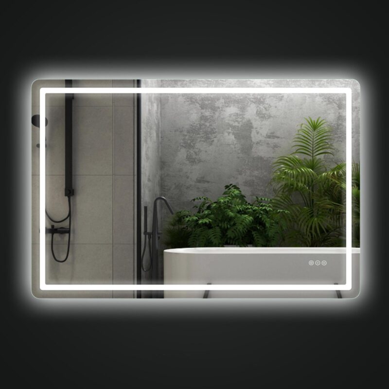 HUGO 1200x800mm Stačiakampis veidrodis / LED apšvietimas iš priekio ir galo / 2 LED juostos - Image 3