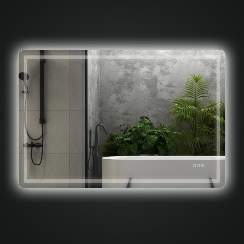 HUGO 1200x800mm Stačiakampis veidrodis / LED apšvietimas iš priekio ir galo / 2 LED juostos - Image 4