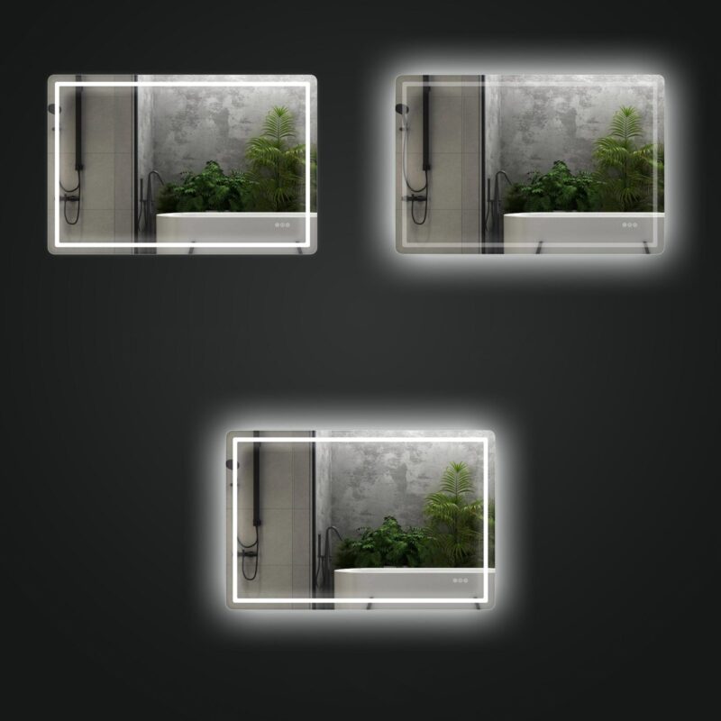 HUGO 1400x800mm Stačiakampis veidrodis / LED apšvietimas iš priekio ir galo / 2 LED juostos - Image 6