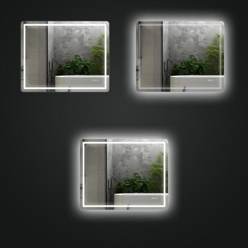 HUGO 1000x800mm Stačiakampis veidrodis / LED apšvietimas iš priekio ir galo / 2 LED juostos - Image 6