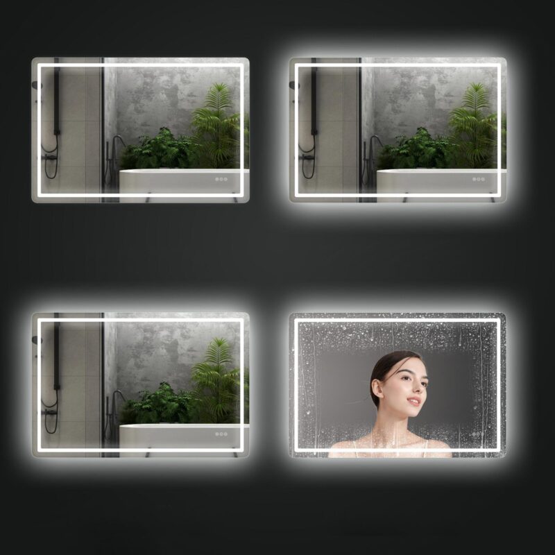 HUGO 1400x800mm Stačiakampis veidrodis / LED apšvietimas iš priekio ir galo / 2 LED juostos - Image 7
