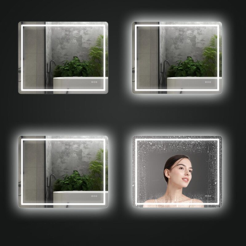 HUGO 1000x800mm Stačiakampis veidrodis / LED apšvietimas iš priekio ir galo / 2 LED juostos - Image 7