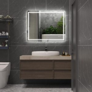 HUGO 1000x800mm Stačiakampis veidrodis / LED apšvietimas iš priekio ir galo / 2 LED juostos