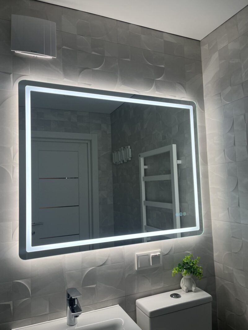 HUGO 1000×800 mm ristkülikukujuline LED-peegel esivalgustuse ja tagumise valgustusega (2 LED-riba) — изображение 9
