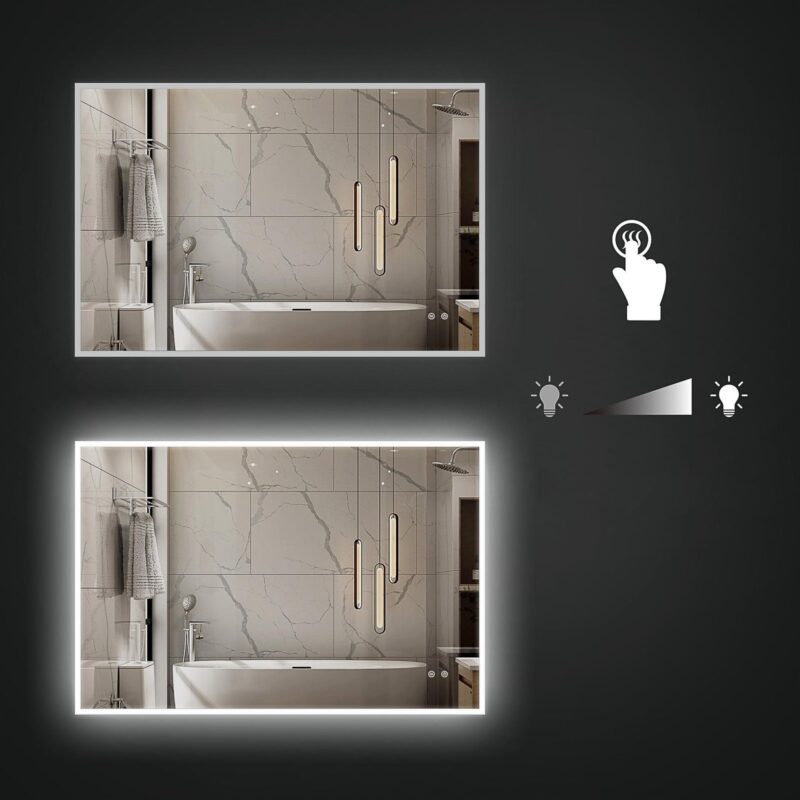 JUDI2 1200x800mm Stačiakampis veidrodis / LED apšvietimas iš priekio ir galo - Image 6