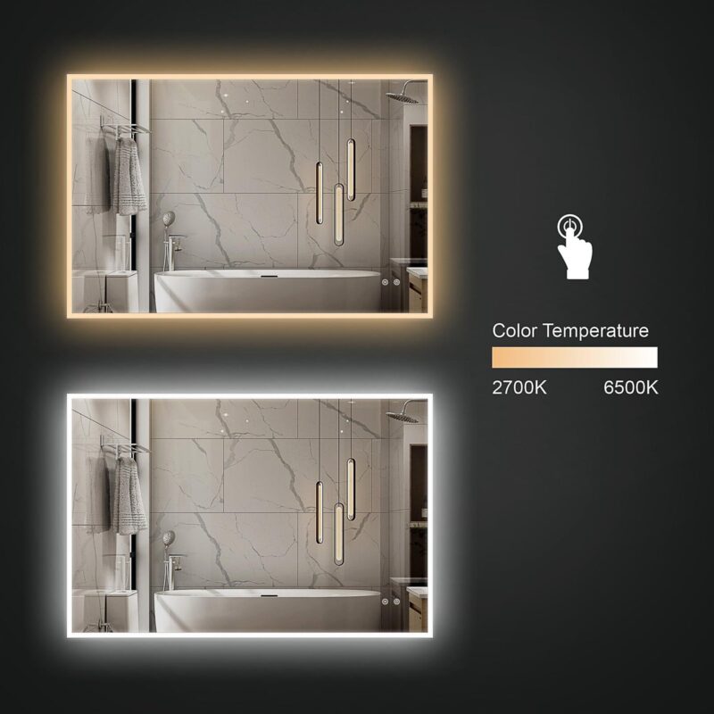 JUDI2 1200x800mm Stačiakampis veidrodis / LED apšvietimas iš priekio ir galo - Image 5