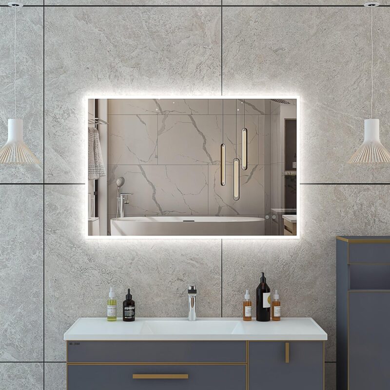 JUDI2 900x800mm Stačiakampis veidrodis / LED apšvietimas iš priekio ir galo