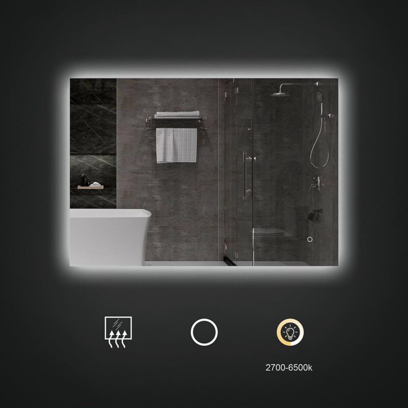 KAREN 800x600mm Stačiakampis veidrodis / LED apšvietimas iš galo / Foninis apšvietimas - Image 2