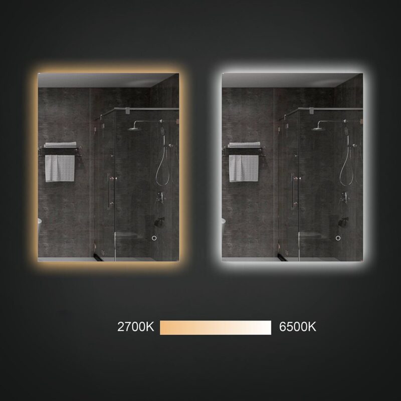 KAREN 1000x700mm Stačiakampis veidrodis / LED apšvietimas iš galo / Foninis apšvietimas - Image 5