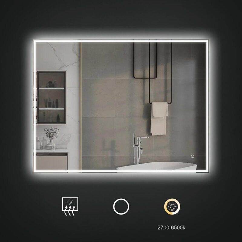 KELI 1200x800mm Stačiakampis veidrodis / LED atitrauktas apšvietimas iš priekio ir iš galo - Image 3