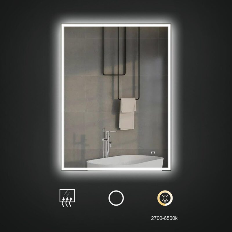 KELI 600×800 mm ristkülikukujuline LED-peegel tagasiasetatud esivalgustusega (Skandinaavia disain) - Image 4