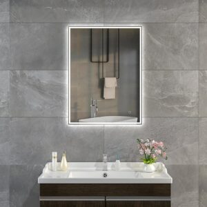 KELI 600x800mm Stačiakampis veidrodis / LED atitrauktas apšvietimas iš priekio ir iš galo