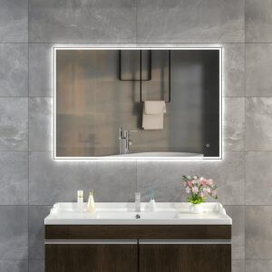 KELI 1000×800 mm ristkülikukujuline LED-peegel tagasiasetatud esivalgustusega (Skandinaavia disain)