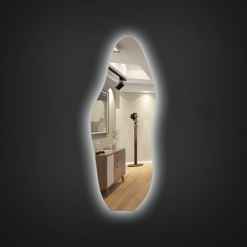 LULU 500x1600 Viso ūgio netaisyklingos formos veidrodis / LED apšvietimas iš galo / Foninis apšvietimas - Image 3
