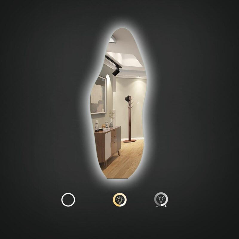 LULU 500x1600 Viso ūgio netaisyklingos formos veidrodis / LED apšvietimas iš galo / Foninis apšvietimas - Image 4