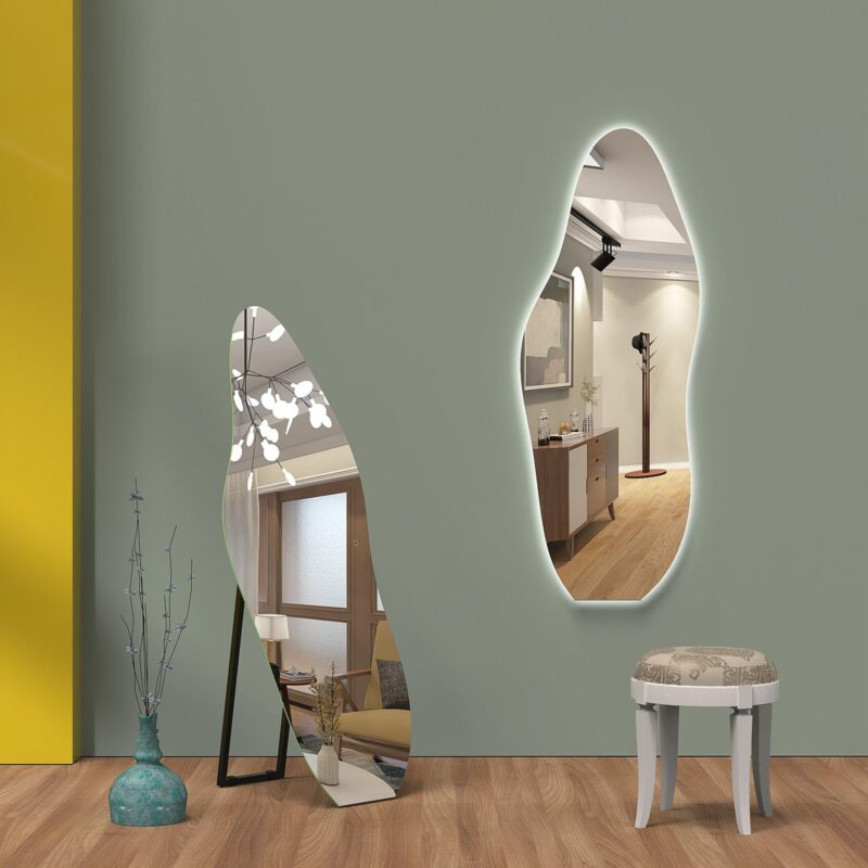 LULU 500x1600 Viso ūgio netaisyklingos formos veidrodis / LED apšvietimas iš galo / Foninis apšvietimas - Image 2