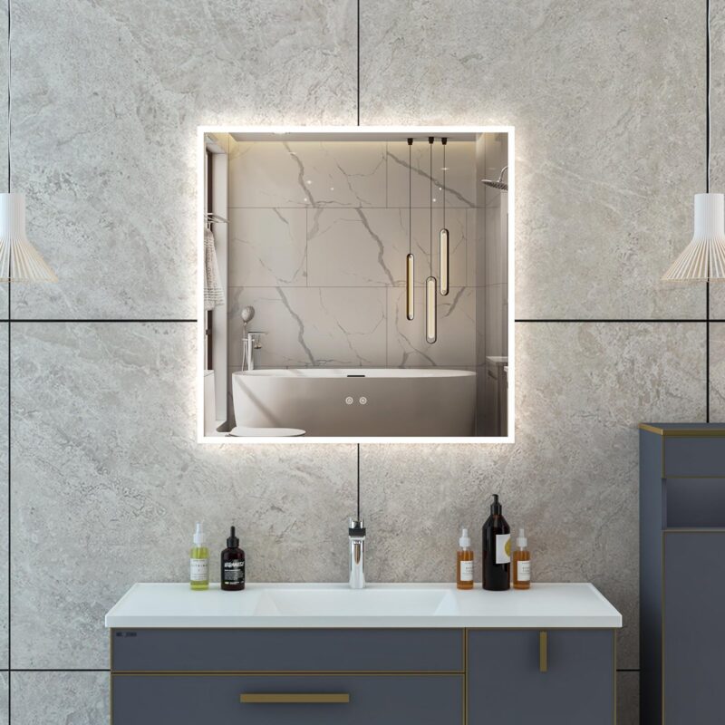 JUDI2 900x900mm Stačiakampis veidrodis / LED apšvietimas iš priekio ir galo