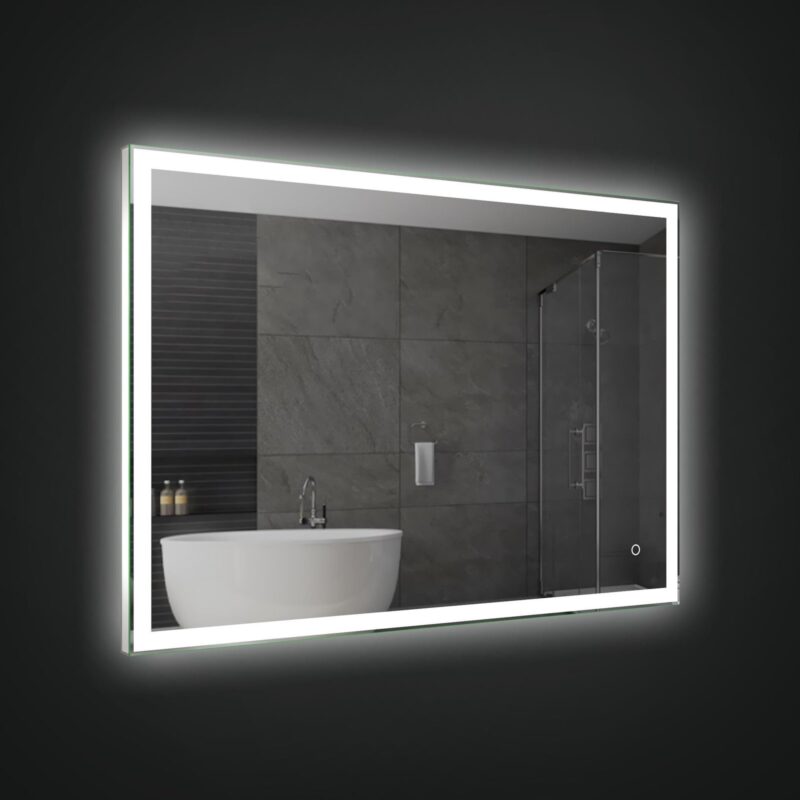 DIVA 1000x700mm Stačiakampis veidrodis / LED atitrauktas apšvietimas iš priekio ir iš galo - Image 2
