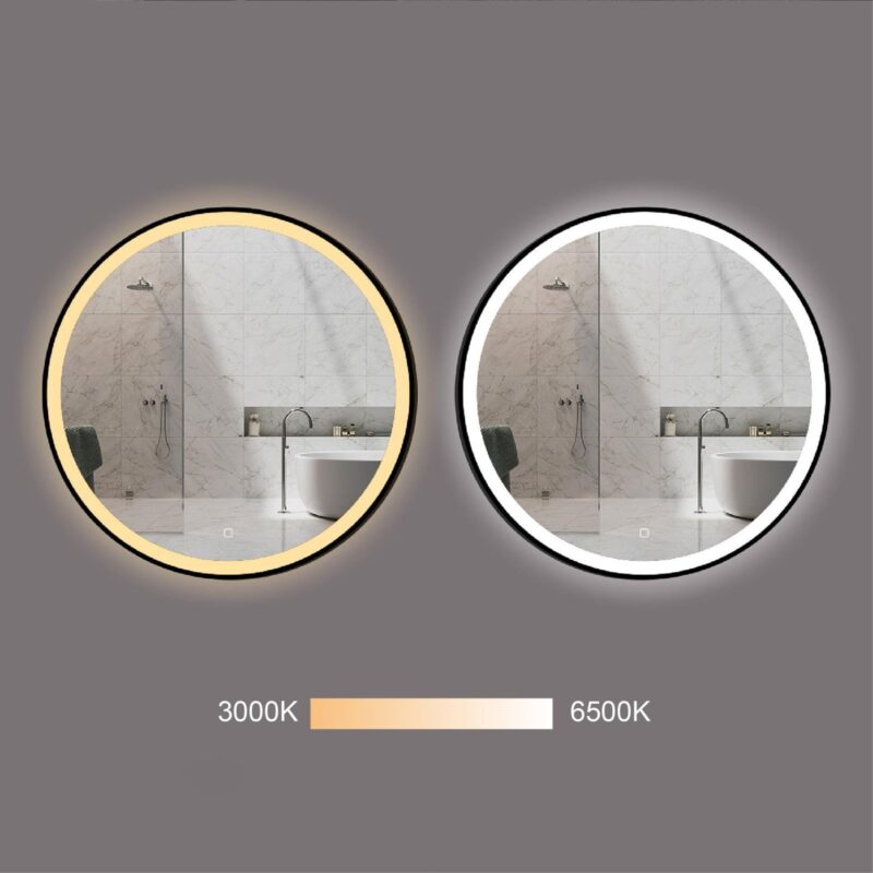 NEO 800 mm ümmargune LED-peegel esivalgustusega ja pulbervärvitud alumiiniumraamiga - Image 3