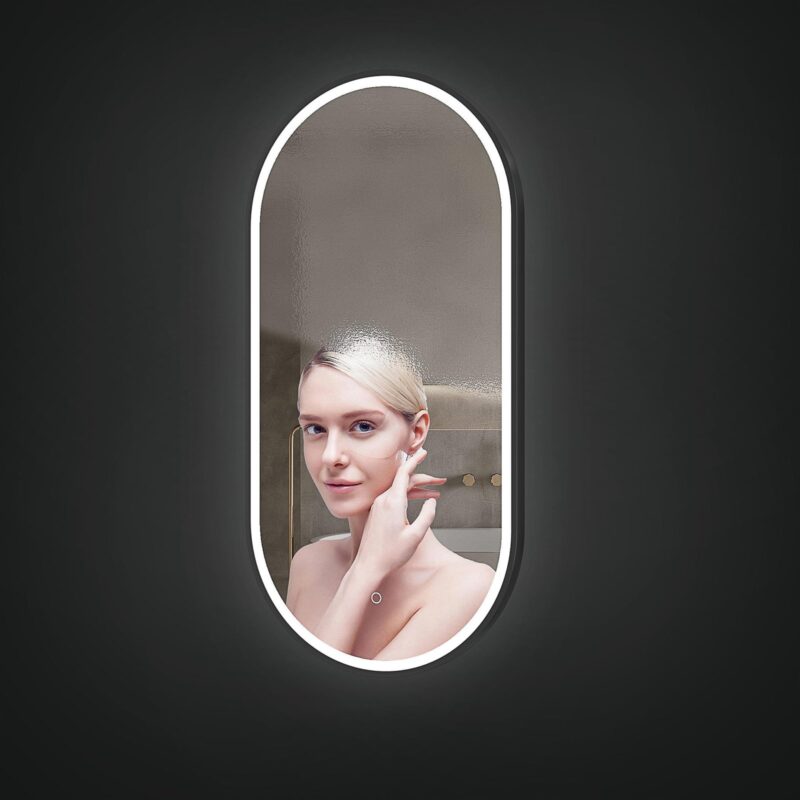 NORA 500×1000 mm ovaalne LED-peegel esivalgustusega ja pulbervärvitud alumiiniumraamiga (tableti kujuline) — изображение 4