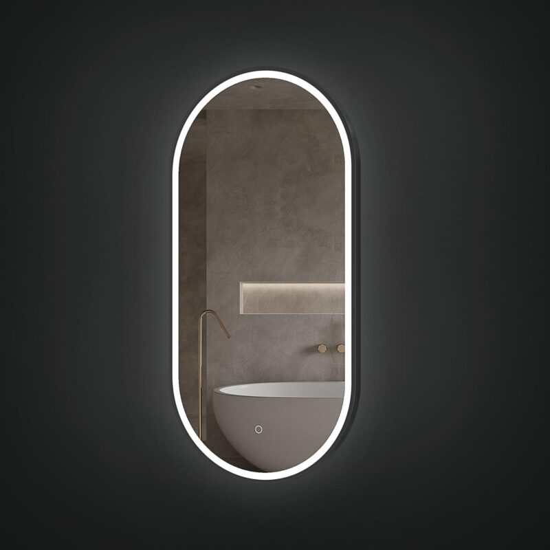 NORA 500x1000mm Ovalus veidrodis / LED apšvietimas iš priekio / Aliuminio rėmas padengtas milteliniu būdu - Image 2