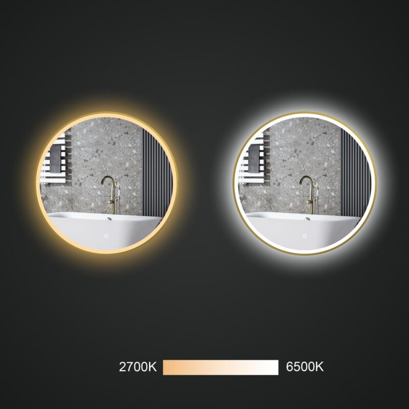 NEO GOLD 800mm Apvalus veidrodis / LED apšvietimas iš priekio / Aliuminio rėmas padengtas milteliniu būdu - Image 3