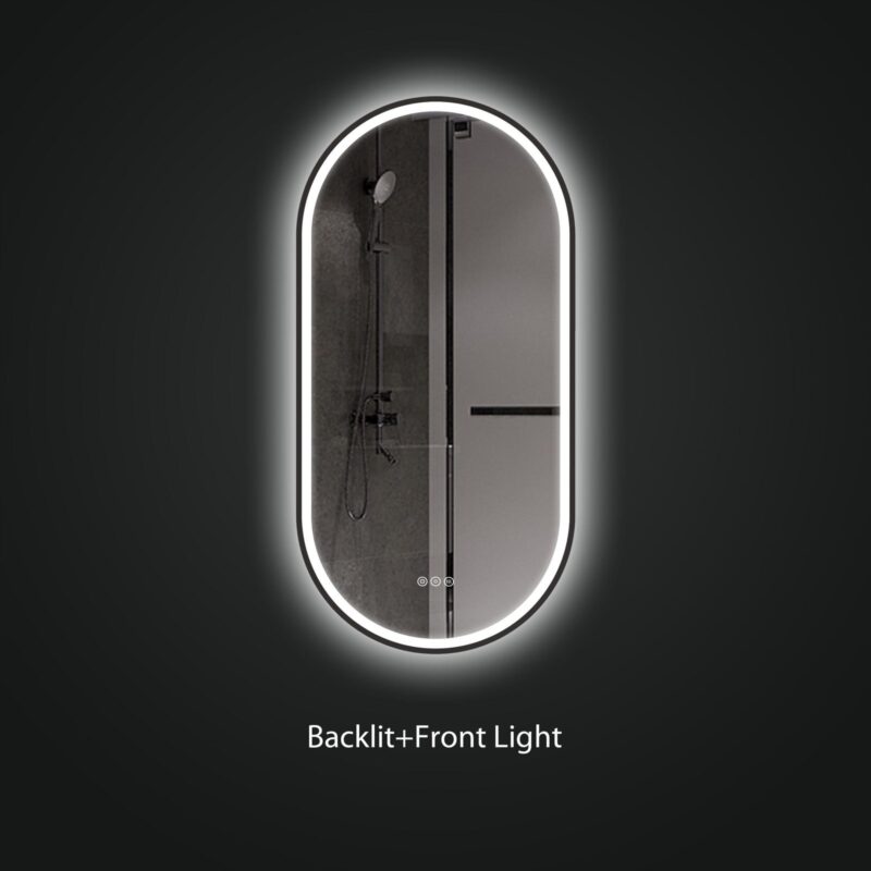 SOFI 500x1000mm Ovalus veidrodis / LED apšvietimas iš priekio ir galo / Aliuminio rėmas padengtas milteliniu būdu - Image 2