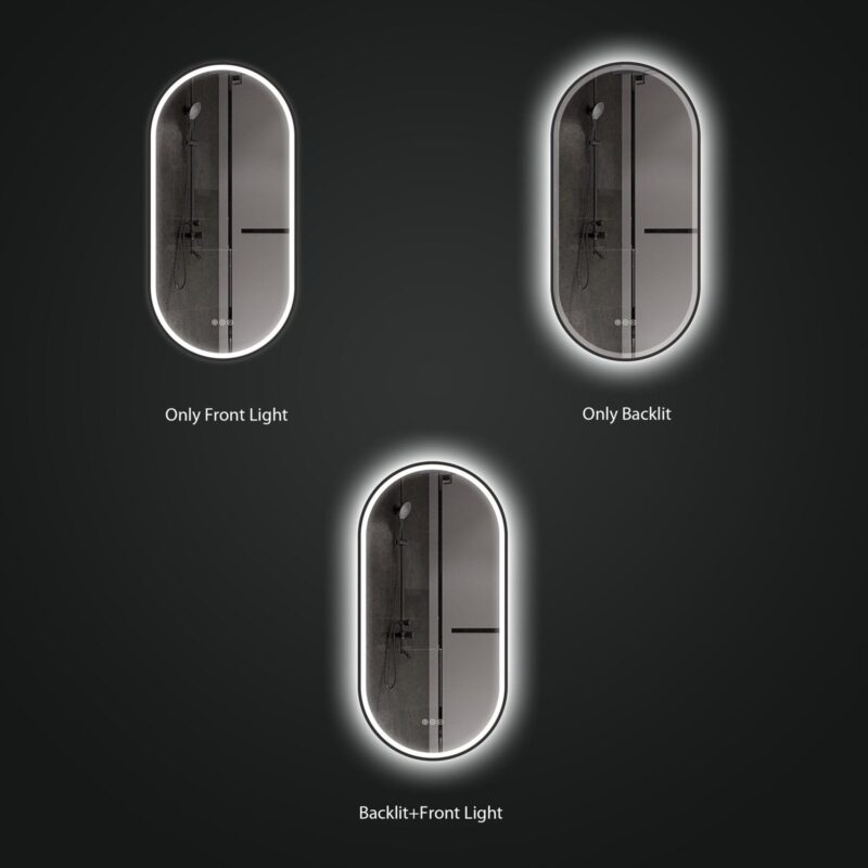 SOFI 500x1000mm Ovalus veidrodis / LED apšvietimas iš priekio ir galo / Aliuminio rėmas padengtas milteliniu būdu - Image 5