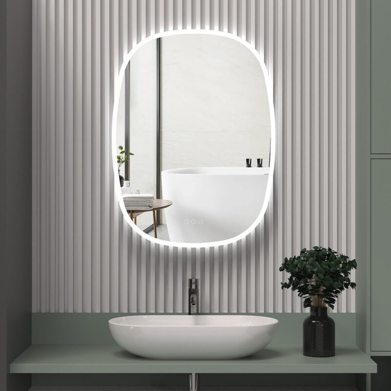 KARL 600x800mm Ovalus veidrodis / LED apšvietimas iš priekio ir galo