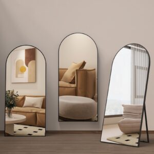 SELMA 800×1800 mm täispikk kaarekujuline peegel musta alumiiniumraamiga – ilma valgustuseta