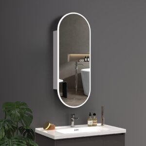 EVA 450×1150 mm ovaalne LED-peegel kapiga – esivalgustusega