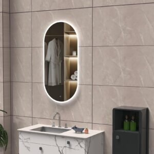 LYRA 600×1200 mm ovaalne LED-peegel esivalgustusega (tableti kujuline disain)