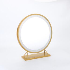 AMBER 400 mm ümmargune LED kosmeetikapeegel esivalgustusega ja mati kullatooni raamiga