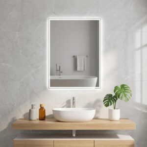 KELI 600×800 mm ristkülikukujuline LED-peegel tagasiasetatud esivalgustusega (Skandinaavia disain)