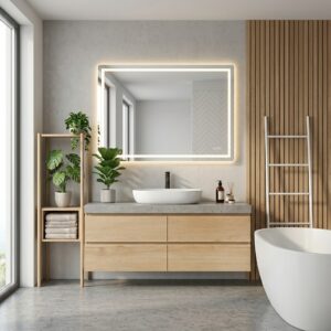HUGO 1400×800 mm ristkülikukujuline LED-peegel esivalgustuse ja tagumise valgustusega (2 LED-riba)