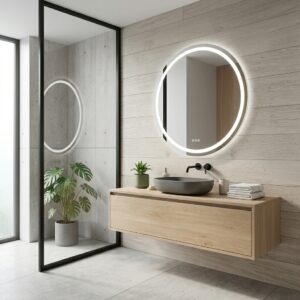 SARA 1000 mm ümmargune LED-peegel esivalgustuse ja tagumise valgustusega (2 LED-riba)