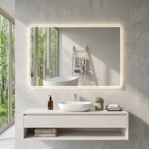 KELI 1200×800 mm ristkülikukujuline LED-peegel tagasiasetatud esivalgustusega (Skandinaavia disain)