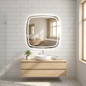 UUDIS: MILA 800×800 ristkülikukujuline LED-peegel nähtamatu esivalgustuse ja tagavalgustusega